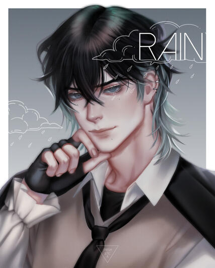 Rain (Niki's OC). Art trade with @qwllfiu on Instagram.